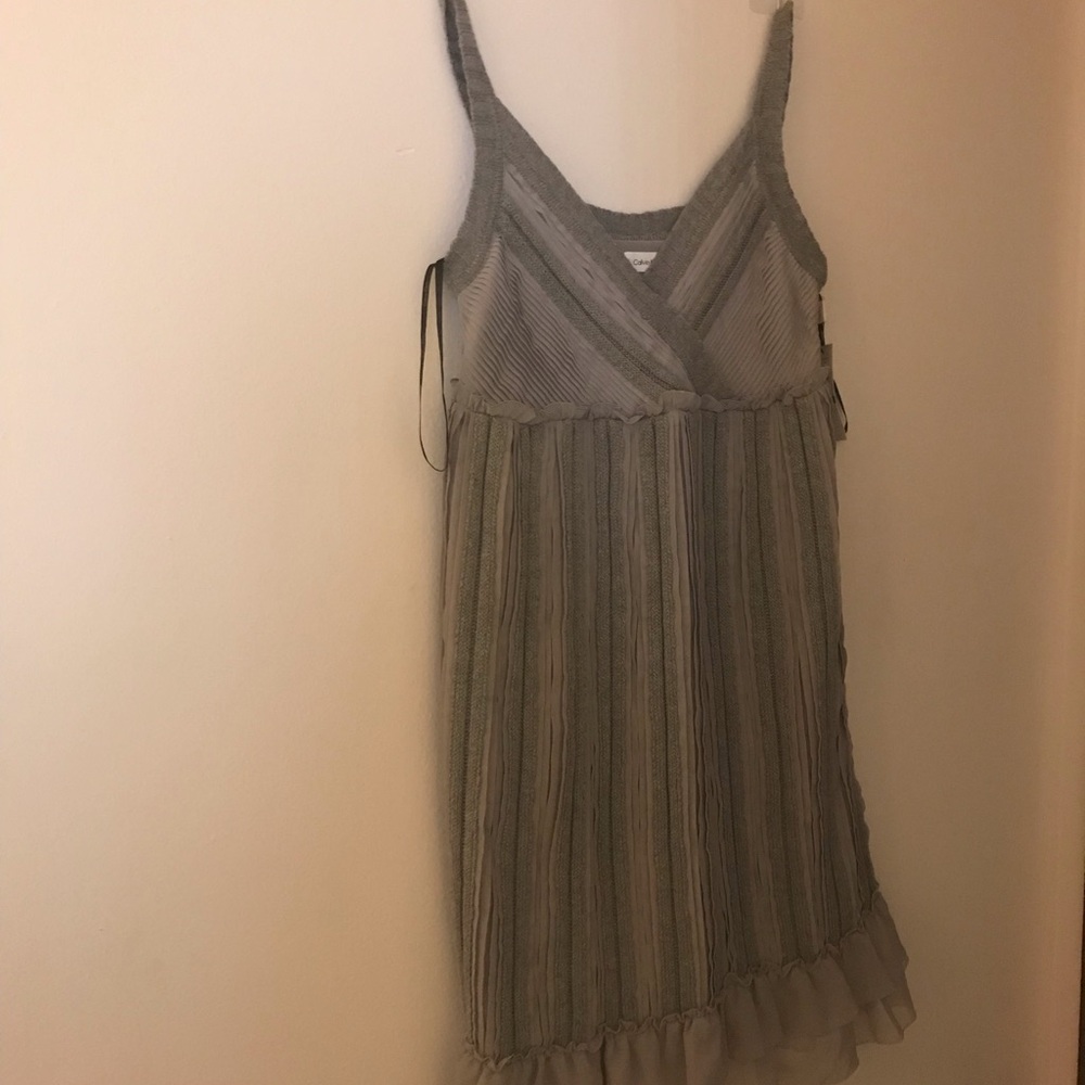 Gray Striped Sleeveless Dress